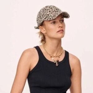 NEW Anthropologie Baseball Cap Hat Leopard Cheetah Animal Print Summer Brown
